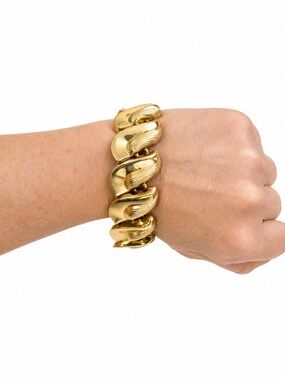 Vintage‎ Gold Tone Chunky Link Bracelet Retro Statement Bracelet Mid Century